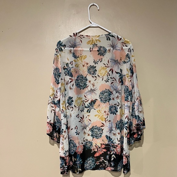Style & Co Fresh Florals Open Front Kimono Cardigan Ladies Size Medium - Picture 6 of 9